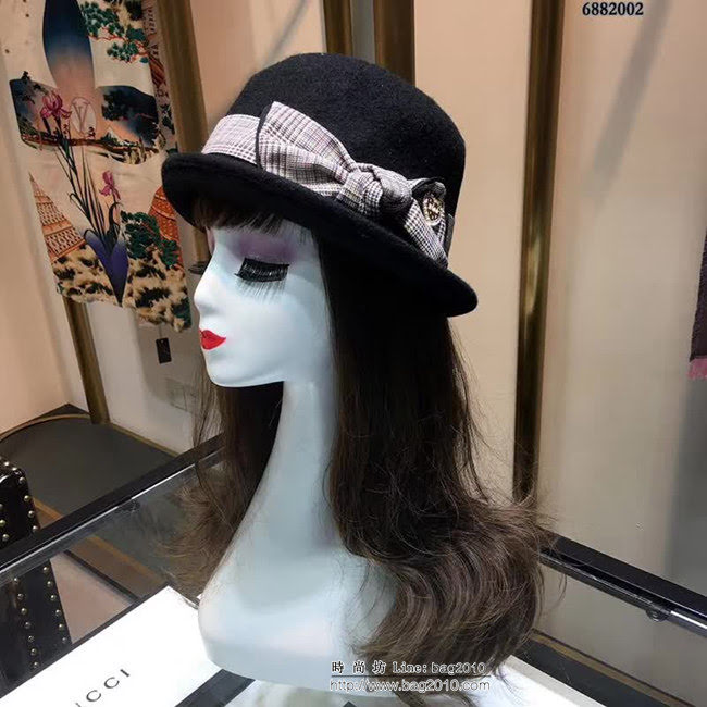 DIOR迪奧 韓版專櫃代購休閒款 秋冬羊毛圓頂禮帽 高端時尚盆帽 6882002 LLWJ7610